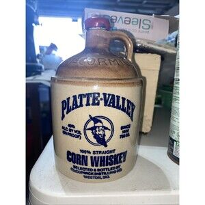 Vintage Corn Whiskey Liquor Jug McCormick USA Platte Valley Empty - 6 1/2” H